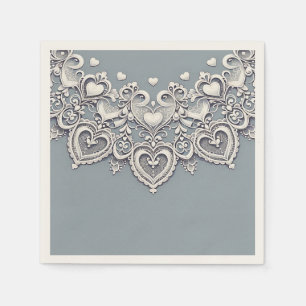 White Lace Herz Romantischer Charm Elegante Serviette