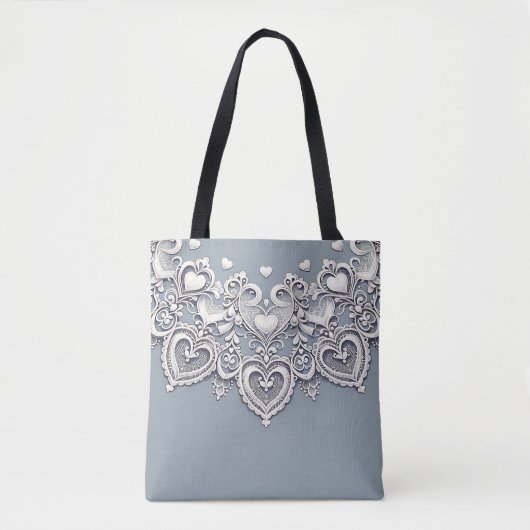 White Lace Herz Romantischer Charm Elegante Tasche (Vorderseite)