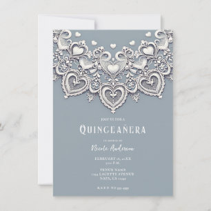 White Lace Hört Romantischer Charm Quinceañera Par Einladung