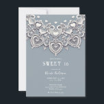 White Lace Hört Romantischer Charm Sweet 16 Einladung<br><div class="desc">Füllen Sie Ihre Daten aus.</div>