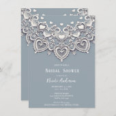 White Lace Hört Romantisches Charm Brautparty Einladung (Vorne/Hinten)