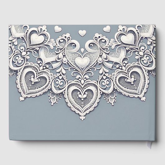 White Lace Hört Romantisches Charm Brautparty Gästebuch (Rückseite)