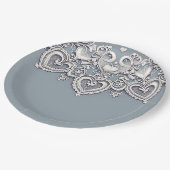 White Lace Hört Romantisches Charm Brautparty Pappteller (Schrägansicht)