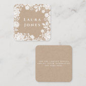 White Lace Kraft Beautiful Editable Template Quadratische Visitenkarte (Vorne/Hinten)