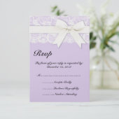 White Lace Lilac Lila Wedding Einladung (Stehend Vorderseite)