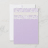 White Lace Lilac Lila Wedding Einladung (Rückseite)