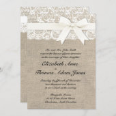 White Lace Look Rustic Burlap Hochzeit Einladung (Vorne/Hinten)