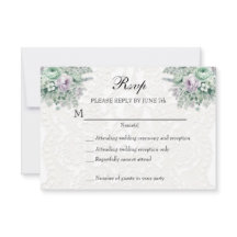White Lace MInt Green Lavender Floral UAWG