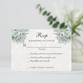White Lace MInt Green Lavender Floral UAWG RSVP Karte (Stehend Vorderseite)