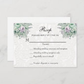 White Lace MInt Green Lavender Floral UAWG RSVP Karte (Vorne/Hinten)