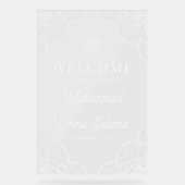 White Lace Muslim Wedding Welcome Acrylschild (Vorderseite)