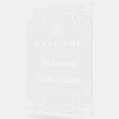 White Lace Muslim Wedding Welcome Acrylschild (Winkel)
