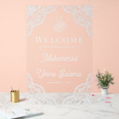 White Lace Muslim Wedding Welcome Acrylschild (Hochzeit)