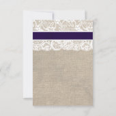 White Lace NavyRibbon and Burlap Wedding RSVP Card (Rückseite)