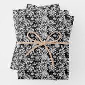 White Lace on Black Background Pattern Geschenkpapier Set (Beispiel)