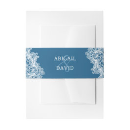 White Lace on Blue Wedding Einladungsbanderole