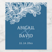 White Lace on Blue Wedding Weinetikett (Einzelnes Label)