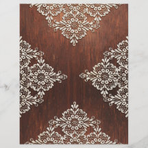 White Lace on Dark Grainy Wood Scrapbook Paper