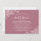 White Lace on Dusty Rose Elegantes Brautparty Einladung (Vorderseite)