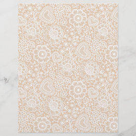 White Lace on Ivory Arts & Craft Scrapbook Paper