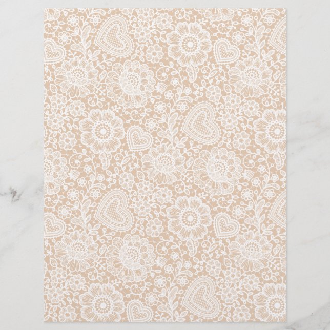 White Lace on Ivory Arts & Craft Scrapbook Paper (Vorderseite)