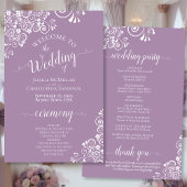 White Lace on Lavender Budget Wedding Programm