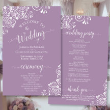 White Lace on Lavender Budget Wedding Programm