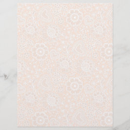 White Lace on Peach Arts & Craft Scrapbook Paper