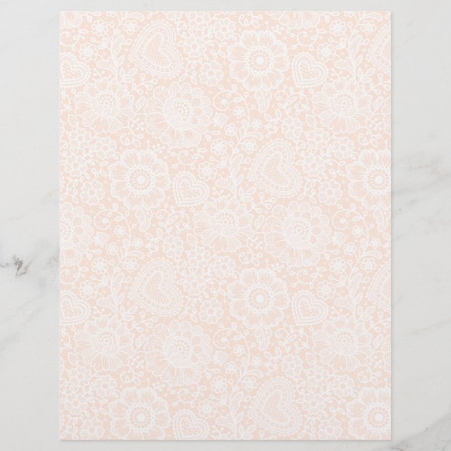 White Lace on Peach Arts & Craft Scrapbook Paper (Vorderseite)