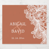 White Lace on Terracotta Wedding Alkoholflaschenetikett (Einzelnes Label)