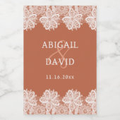 White Lace on Terracotta Wedding Mini Weinetikett (Einzelnes Label)