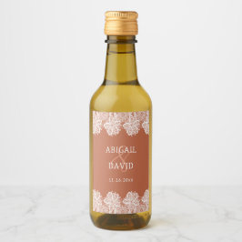 White Lace on Terracotta Wedding Mini Weinetikett