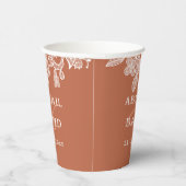 White Lace on Terracotta Wedding Pappbecher (Rechts)