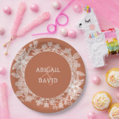 White Lace on Terracotta Wedding Pappteller (Party)