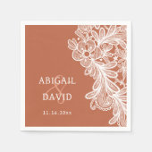 White Lace on Terracotta Wedding Serviette (Vorderseite)