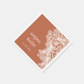 White Lace on Terracotta Wedding Serviette (Ecke)