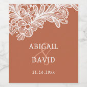 White Lace on Terracotta Wedding Weinetikett (Einzelnes Label)