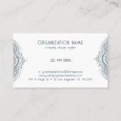 White Lace Paisley Mandala auf Blaugrau Visitenkarte (Rückseite)