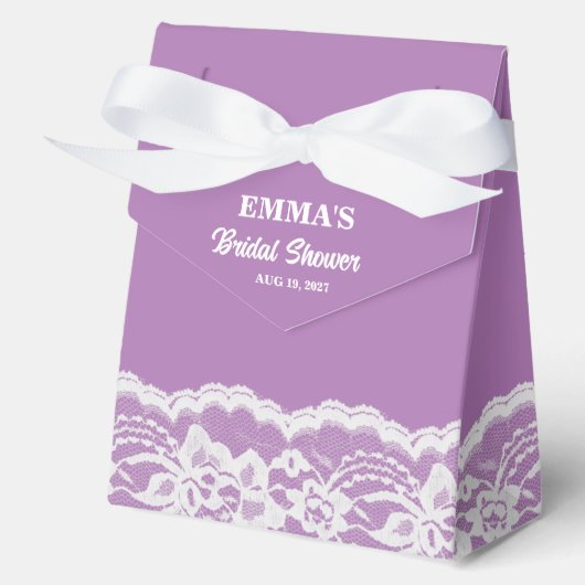 White Lace Purple Bridal Shower  Favor Box Geschenkschachtel (Vorderseite)