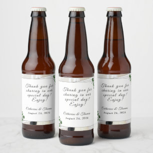 White Lace & Rose Blätter Food & Beverage Label Se Bierflaschenetikett