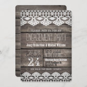 White Lace & Rustic Wood Engagement Party Einladung (Vorne/Hinten)