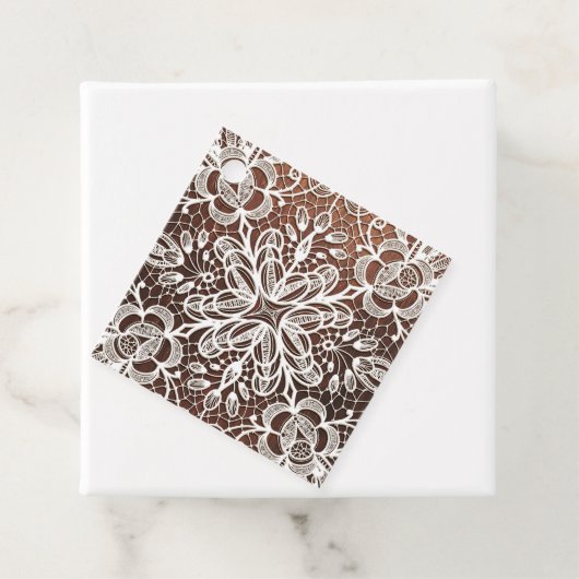 White Lace Rustic Wood Wedding Geschenkanhänger (Beispiel)