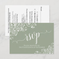 White Lace Sage Green Elegante Calligrafy Wedding