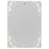 White Lace Süede Elegante Chic Glam Personalisiert Klemmbrett (Rückseite)
