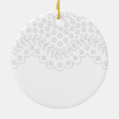 White Lace Taufe Keepake Keramik Ornament (Hinten)