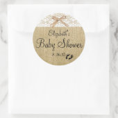 White Lace und Burlap Baby Dusche Gefallen Runder Aufkleber (Tasche)