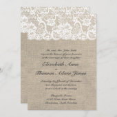 White Lace und Burlap Hochzeit Einladung (Vorne/Hinten)