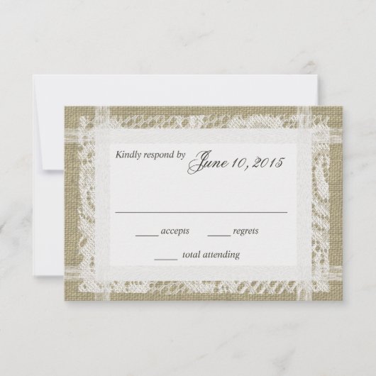 White Lace und Burlap Response Card RSVP Karte (Vorderseite)