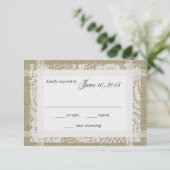 White Lace und Burlap Response Card RSVP Karte (Stehend Vorderseite)