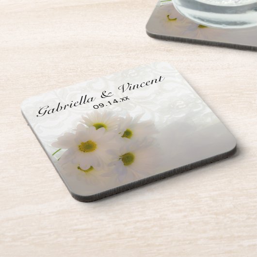 White Lace und Daisies Wedding Untersetzer (Linke Seite)
